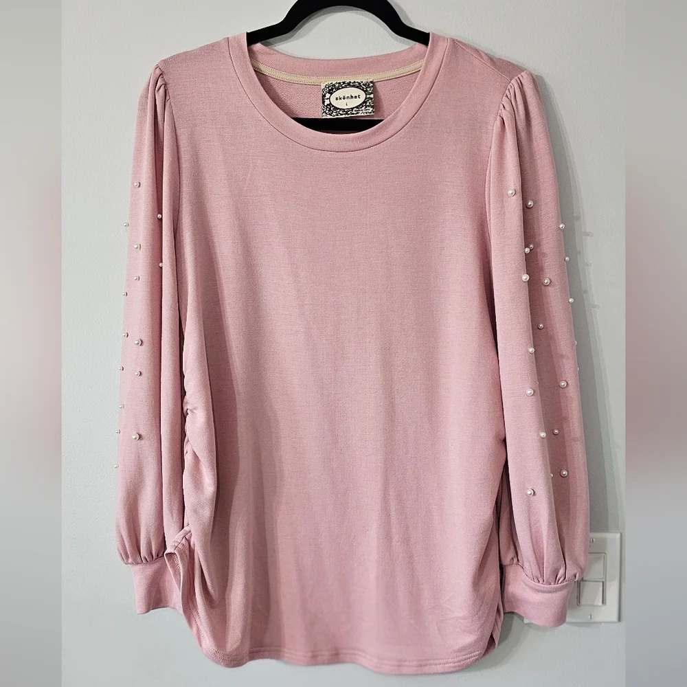 MATERNITY Skönhet Pullover Sweater with Pearls on Sleeves